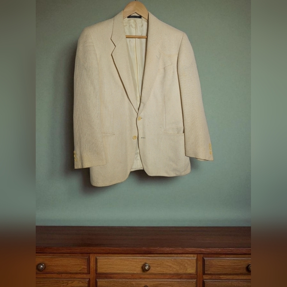 Vintage Pierre Duval Paris Cream Blazer Lined Weave Sz 42 Morocco